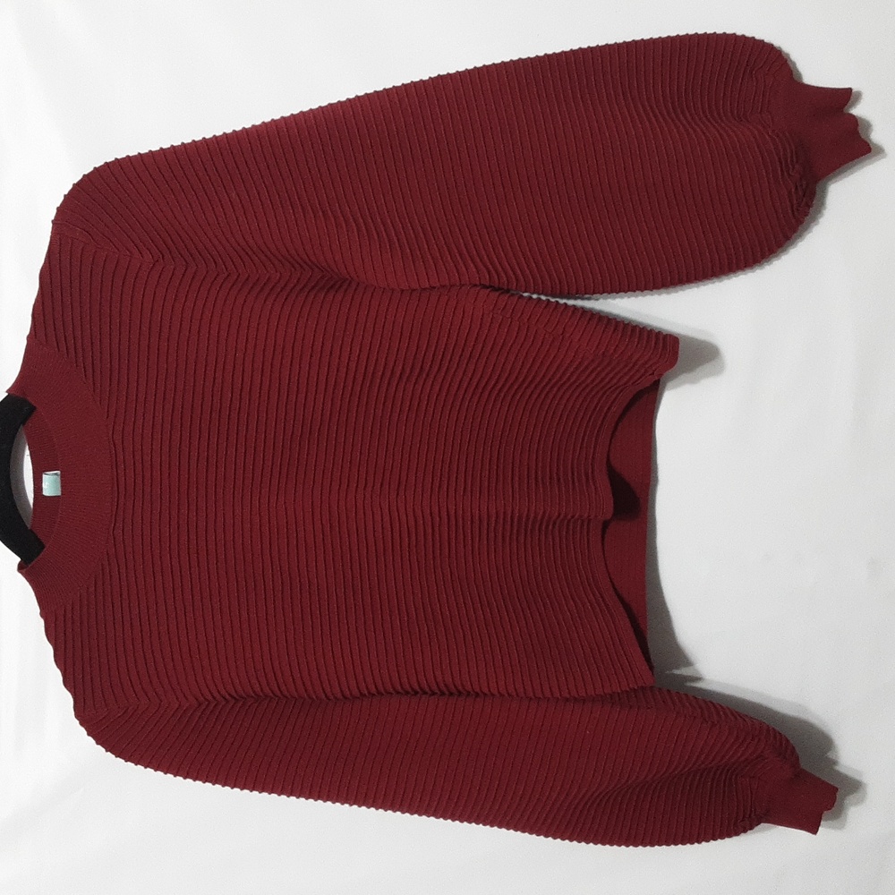 Southern Shirt Mock Neck Knit Crimson Red Ribbed Top